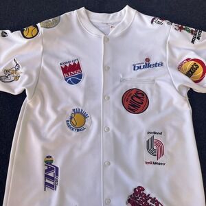 NBA Hardwood Classics Shirt Jersey White All Over Patches Basketball Majestic
